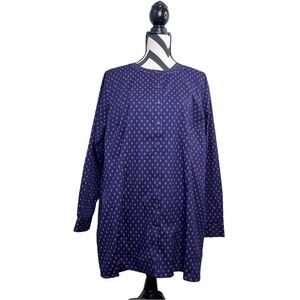 Duluth Trading Co Navy Blue Pineapple Sz XXL Cotton Button Front Tunic Top